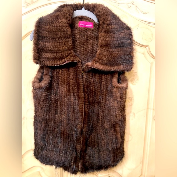 Pookie & Sebastian real mink vest chocolate brown - Picture 1 of 4